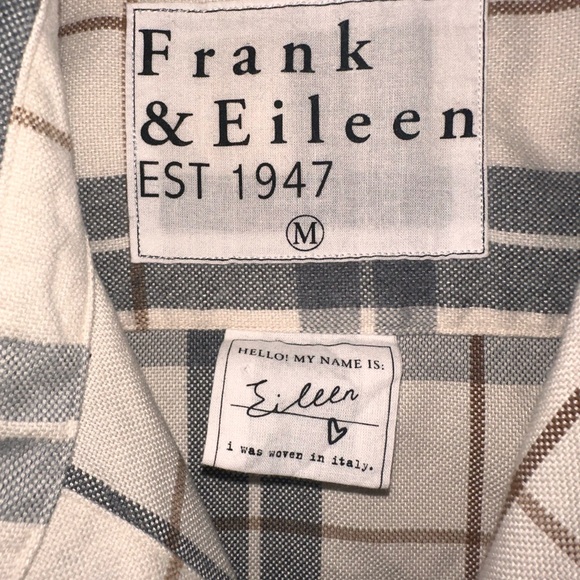 Frank & Eileen Eileen Relaxed Button-Up Shirt Plaid Cream/Grey Flannel Medium - Picture 6 of 7